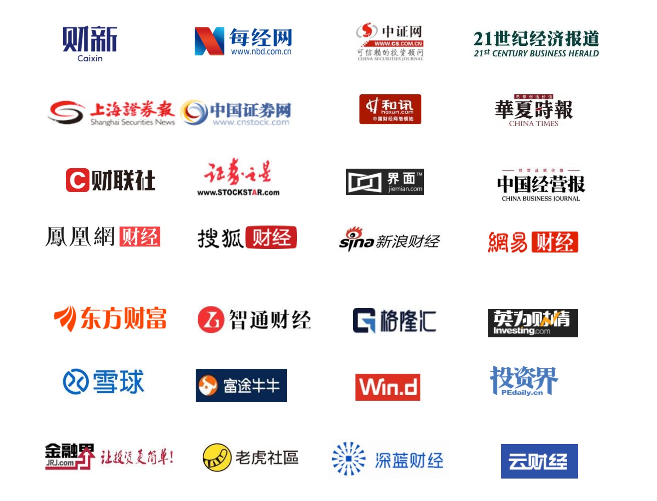 Logo các trang tài chính và kinh doanh trong mạng lưới phân phối